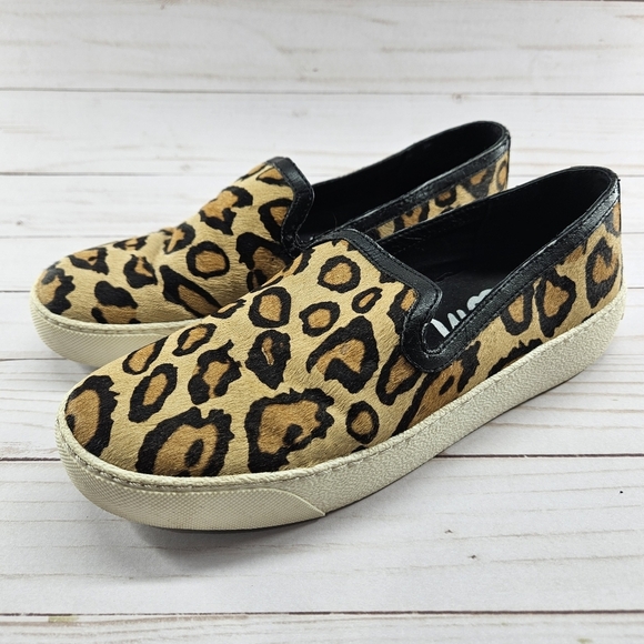 Sam Edelman Becker Womens Shoes Size 7 Leopard Print Calf Hair Slip On‎ Sneakers - Picture 1 of 13